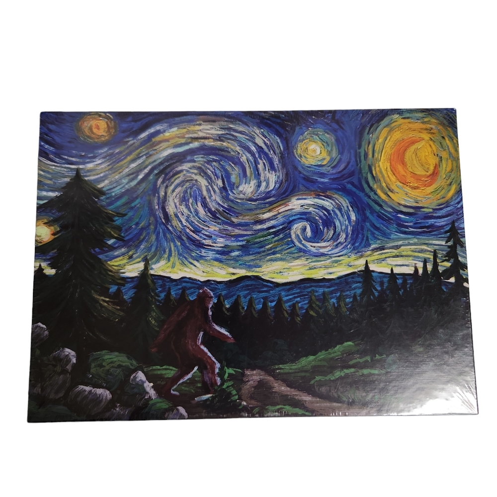 Jigsaw Puzzle 1000 Piece Bigfoot Starry Night Van Gogh Sasquatch